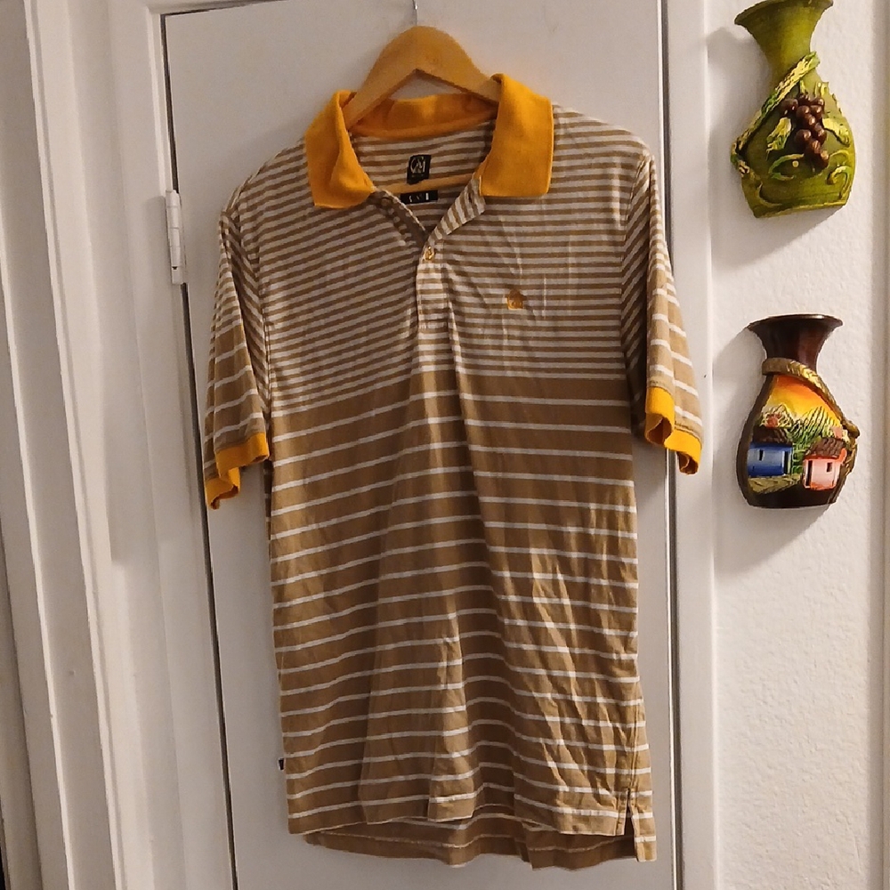 COPY - Men's Striped Polo Shirt - Brown and Yellow